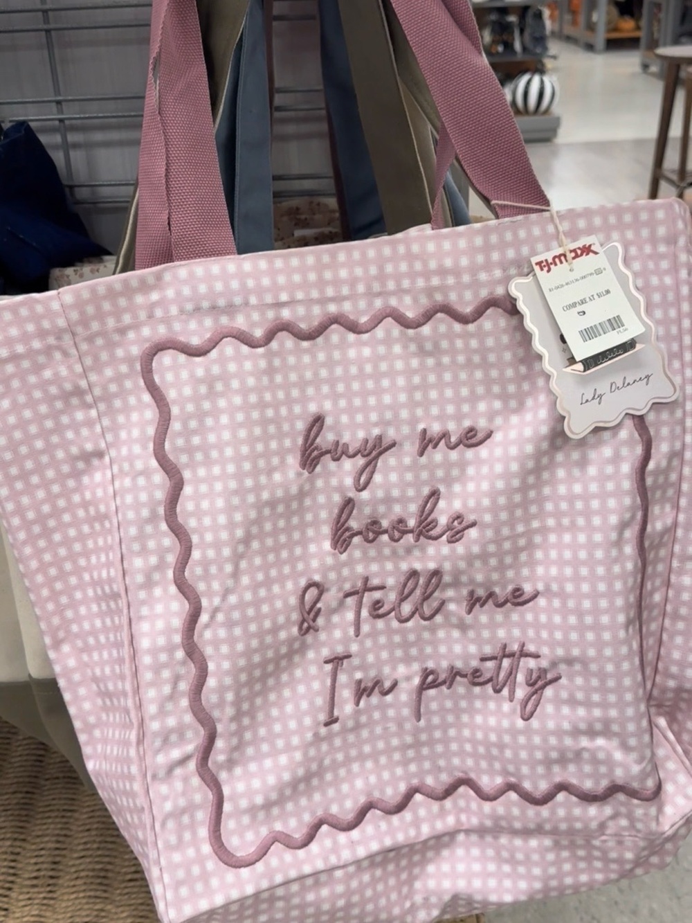 Pink Tote Bag - 'buy me books & tell me I’m pretty'